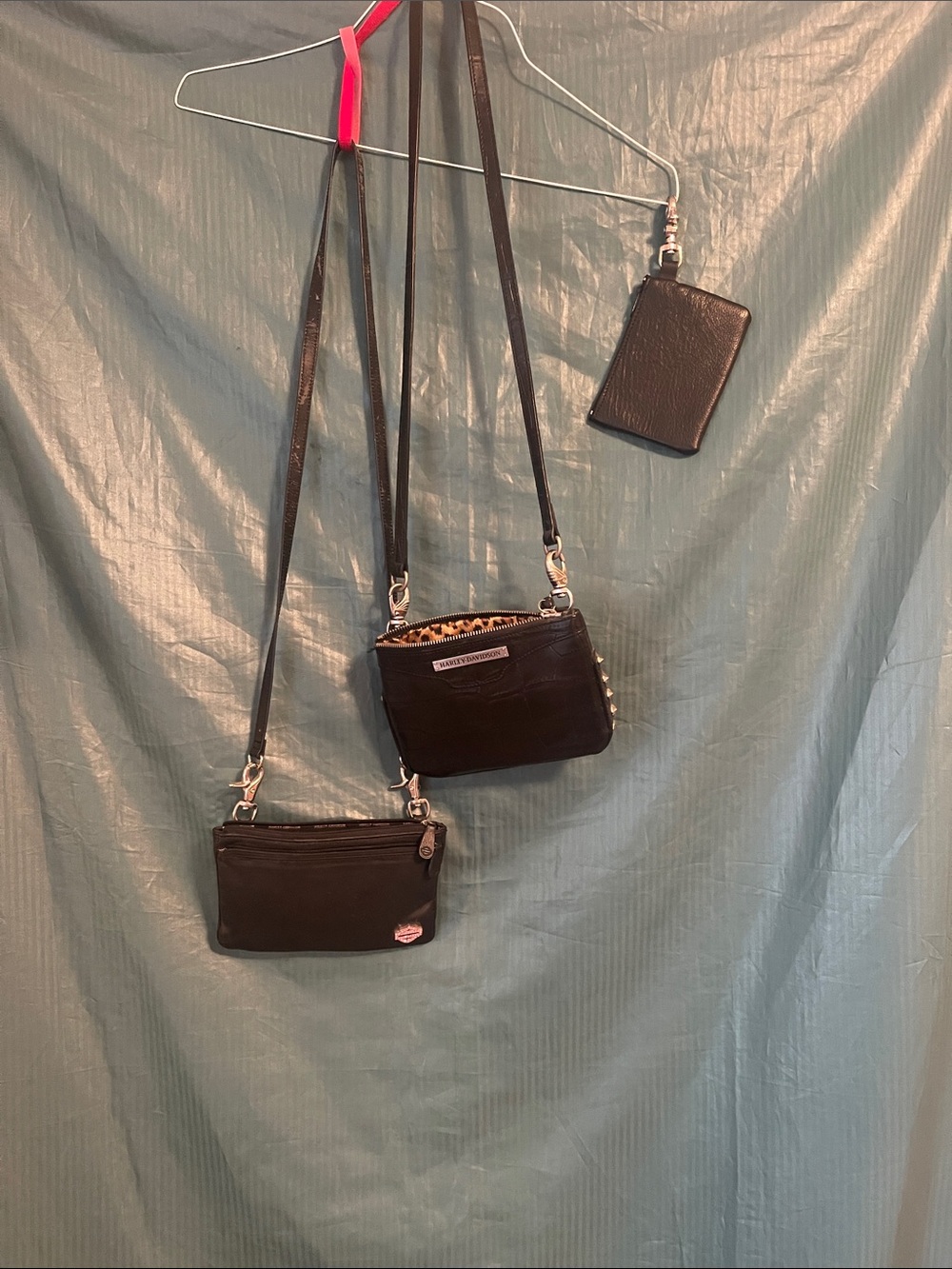 3 Harley Davidson Black Crossbody Wallet Trio - Compact Women's Bag Set